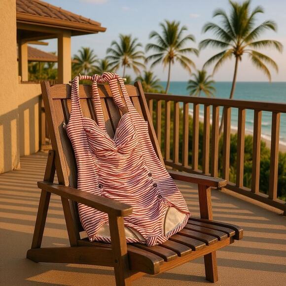Betsey Johnson Red White & Gold Dot Striped Vintage Style Swimsuit Medium - Picture 1 of 8